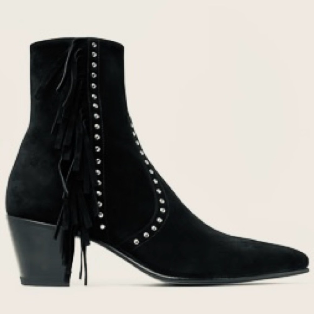 Black Cowboy Boots with Studs and Tassel